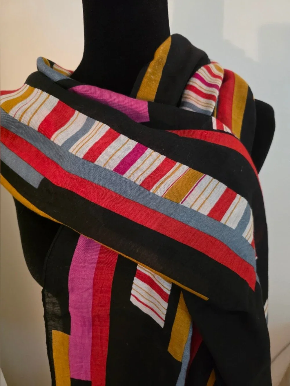 Multicolored Geometric Colorblock Scarf- Abstract Patchwork Pattern 22